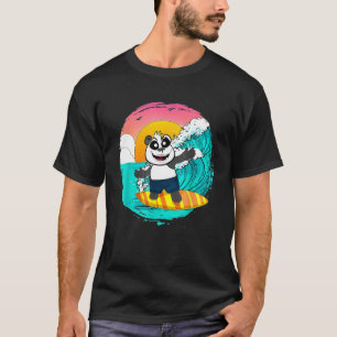 Gnarly Panda Riding A Surfboard Catching Waves T S T-Shirt