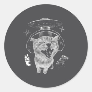 Gnarp Cat Silly Alien Cat Meme Brainrot Funny Meme Classic Round Sticker