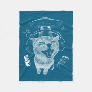 Gnarp Cat Silly Alien Cat Meme Brainrot Funny Meme Fleece Blanket