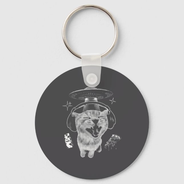 Gnarp Cat Silly Alien Cat Meme Brainrot Funny Meme Key Ring (Front)