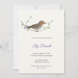 Gnatwren Songbird Baby Shower Invitation
