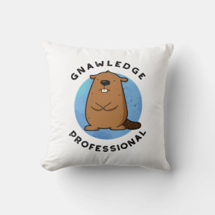 Gnawledge Professional Funny Beaver Pun Cushion