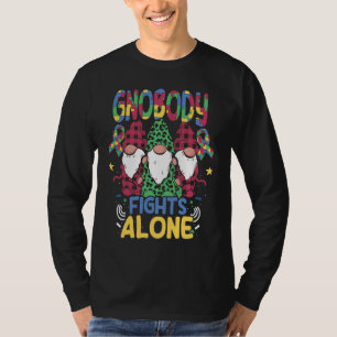 Gnobody Fights Alone Autistic Gnome Support Autism T-Shirt