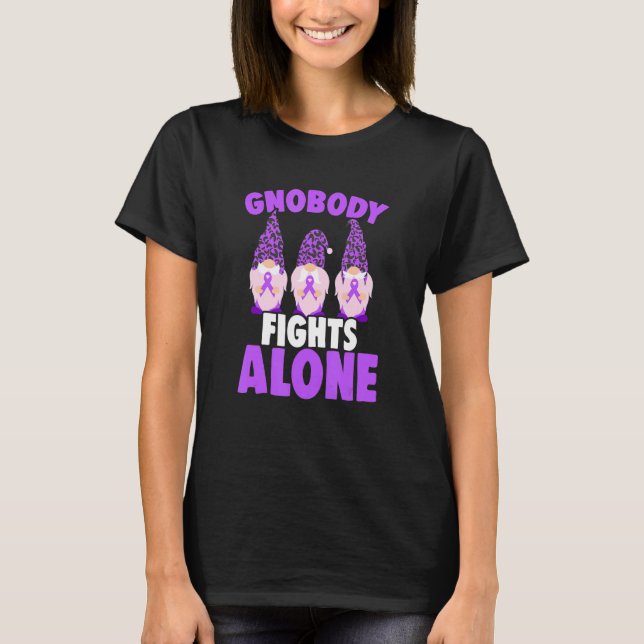 Gnobody Fights Alone Epilepsy Gnome Epilepsy Aware T-Shirt (Front)