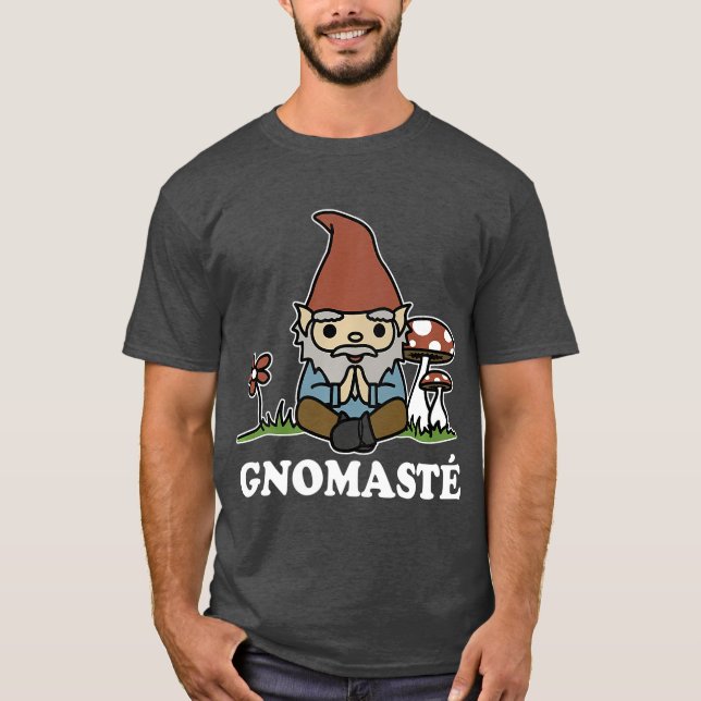 Gnomaste Meditating Gnome Funny Yoga T-Shirt (Front)