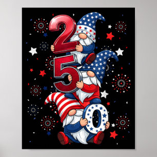 Gnome 250 Years 1776-2026 250th Birthday 4th July Poster