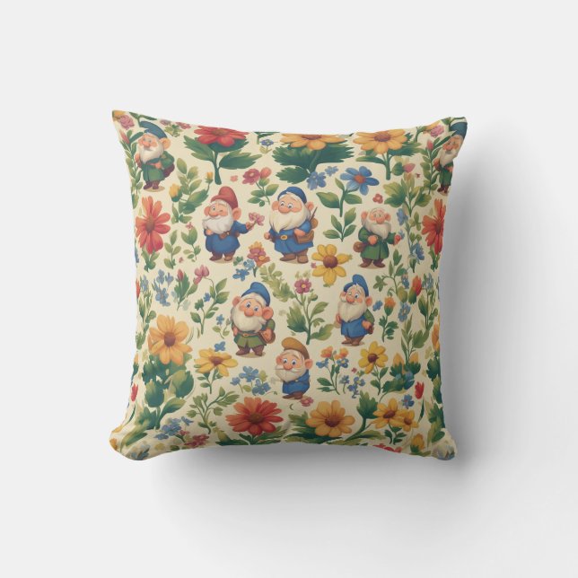 Gnome a flower pattern design cushion (Front)