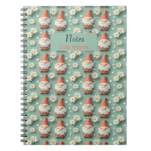 Gnome and Daisy Seamless Pattern Garden Design Notebook