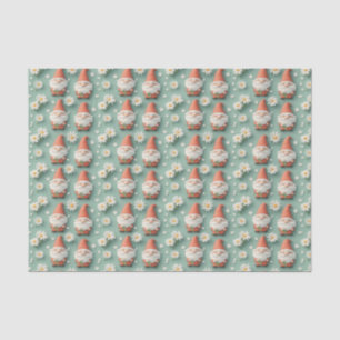 Gnome and Daisy Seamless Pattern Garden Design Tissue Paper