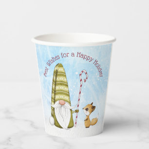 Gnome and Fox Best Wishes Happy Holiday Custom Paper Cups