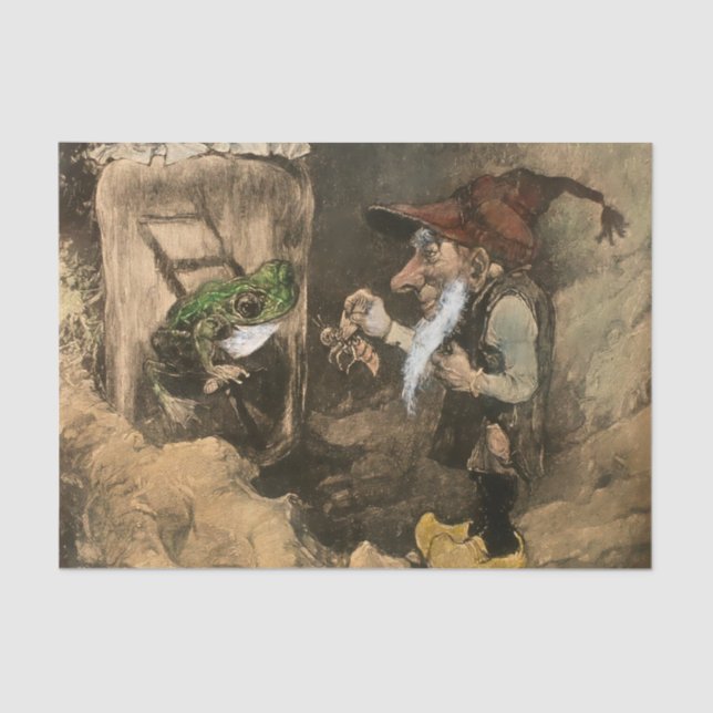 “Gnome and Frog in a Jar” by Heinrich Schlitt Tissue Paper (Front)