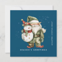 Gnome and Snowman Season's Greetings Business Flat