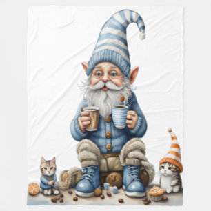 Gnome and winter season  fleece blanket