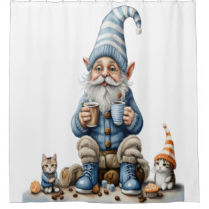 Gnome and winter season  shower curtain