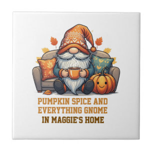 Gnome at home cosy - pumpkin design tile