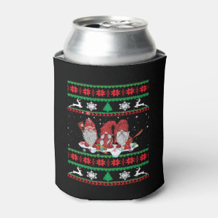 Gnome baseball christmas can cooler
