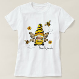 Gnome Bee Kind Sunflower Ladie's T-Shirt