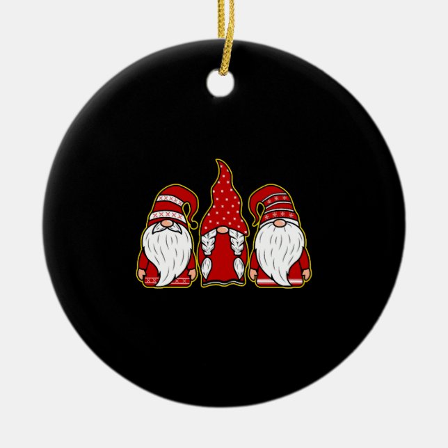 Gnome Buddies Gimp Dwarf with long beards Humour Ceramic Tree Decoration (Front)