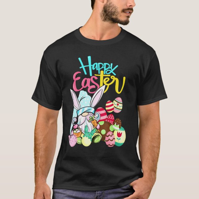 Gnome Bunny Egg Hunting Happy Easter 2022 T-Shirt (Front)