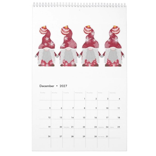 Gnome Calendar (Dec 2027)