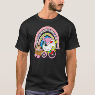 Gnome Carrying Bunny Pug On Bicycle Easter Eggs Ra T-Shirt