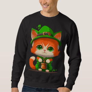 Gnome Cat St Patricks Day Kids Toddler Girl Boy Sweatshirt