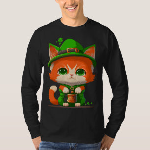 Gnome Cat St Patricks Day Kids Toddler Girl Boy T-Shirt