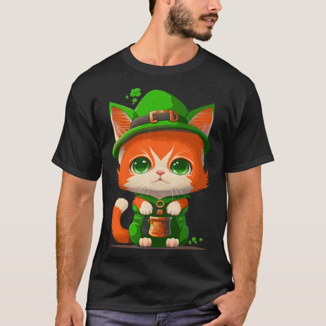 Gnome Cat St Patricks Day Kids Toddler Girl Boy T-Shirt (Front)