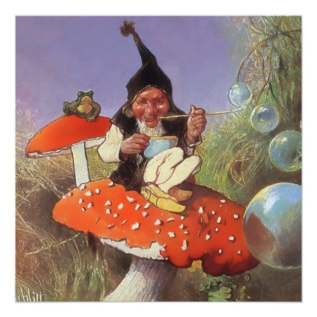 “Gnome Catching Butterflies” by Heinrich Schlitt Photo Print (Front)
