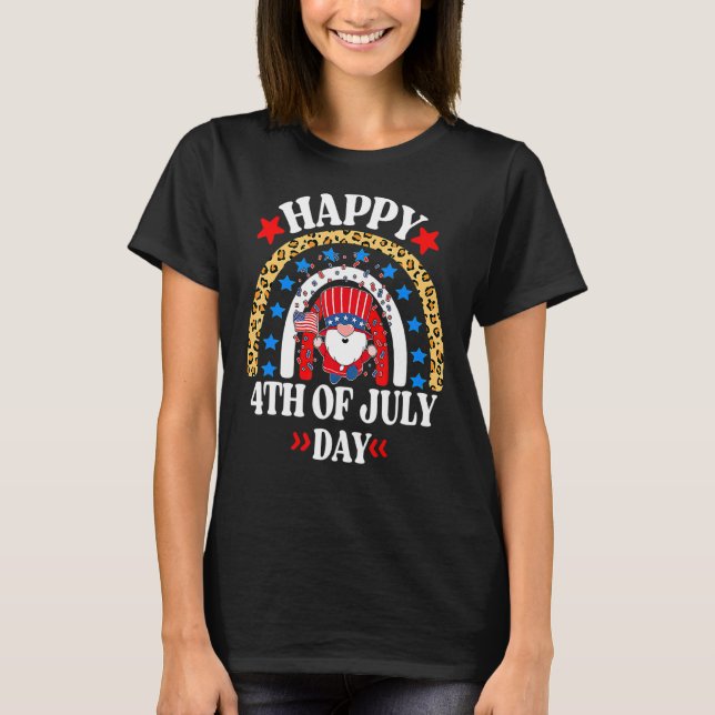 Gnome Celebrating Independence Usa Day Happy 4th O T-Shirt (Front)