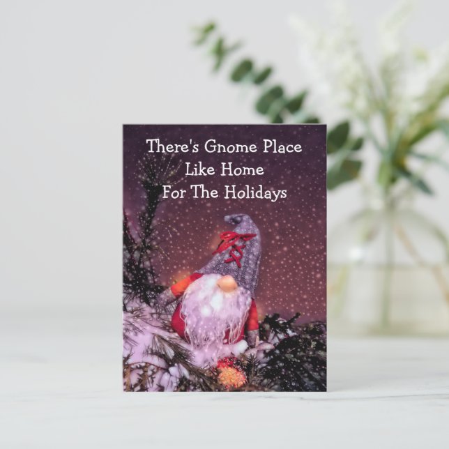 Gnome Christmas New Home For The Holidays Cute Announcement Postcard (Standing Front)