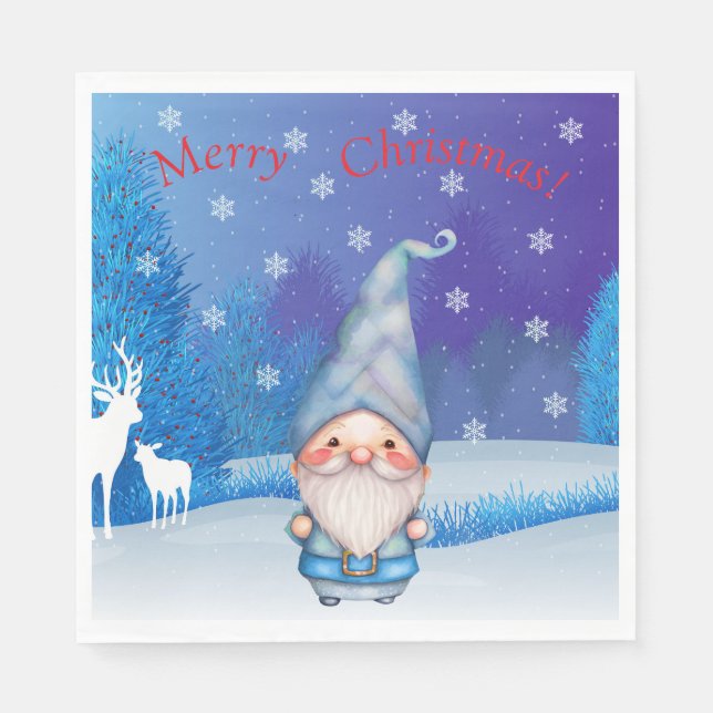 Gnome Christmas Paper Napkin (Front)