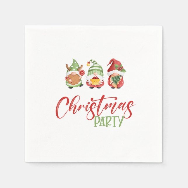 Gnome Christmas Party Napkin (Front)
