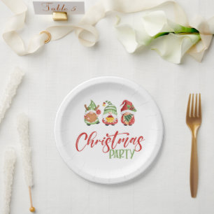 Gnome Christmas Party Paper Plates