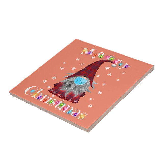 Gnome Christmas Pyjamas Face Mask - Garden Gnome Tile (Side)