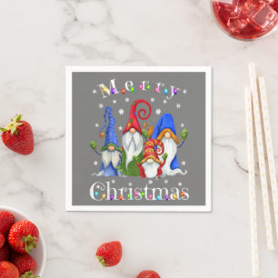 Gnome Christmas Pyjamas - Garden Gnome Merry Chris Napkin