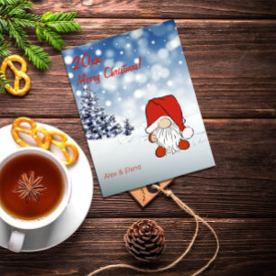 Gnome Christmas tree snow Holiday Postcard