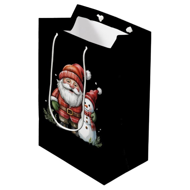 Gnome Christmas Winter Season Gnomes Lover Holiday Medium Gift Bag (Front Angled)