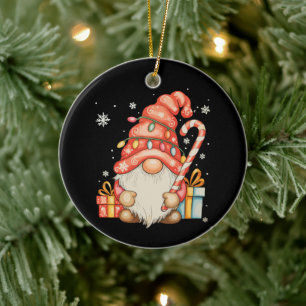 Gnome Christmas Xmas Lights Holiday Season Ceramic Tree Decoration
