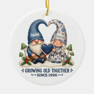 Gnome Couple Growing Old Custom Keepsake Ornament