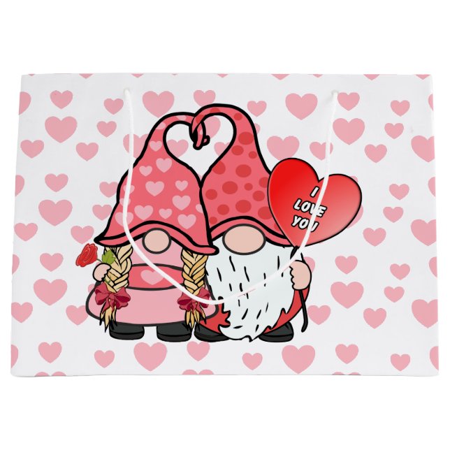 Gnome Couple Large Gift Bag (Front)