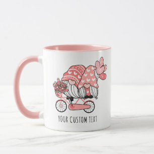 Gnome Couple on Bike Personalised Valentine's Day Mug