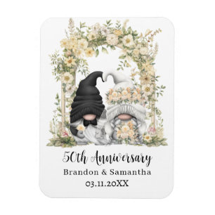 Gnome Cream Floral Arch 50th Wedding Anniversary Magnet