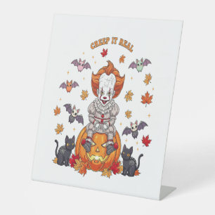 Gnome Cute Pumpkin Halloween Pedestal Sign