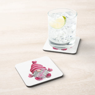 Gnome Dressed in Pink with Guitar on a Coaster