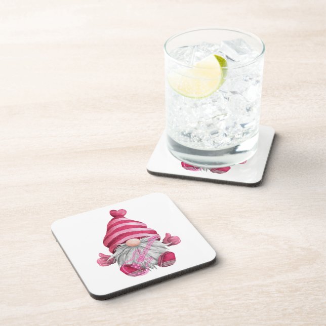 Gnome Dressed in Pink with Guitar on a  Coaster (Right Side)