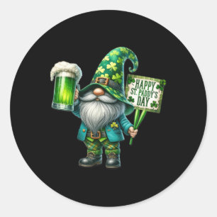 Gnome Drinking Saint Patricks Day Happy St Paddys Classic Round Sticker