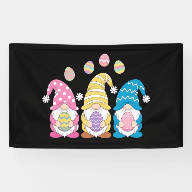 Gnome Easter Colourful Cute Eggs Spring Holiday Banner (Horizontal)