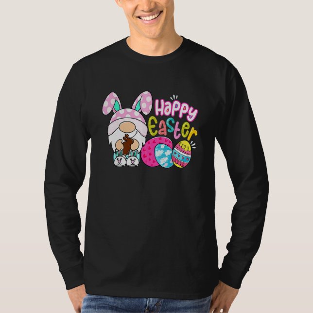 Gnome Easter Eggs Hunting Bunny Gnome Gnomies Happ T-Shirt (Front)