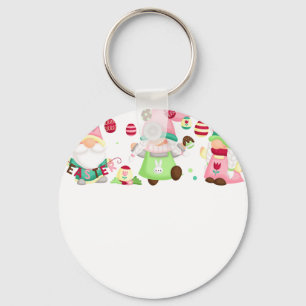 gnome easter, retro, vintage key ring